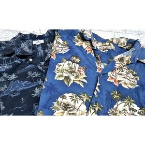 LOT OF 2 Hollis River Croft & Barrow Hawaiian Aloha Cotton Shirts Mens 2XLT  2XB